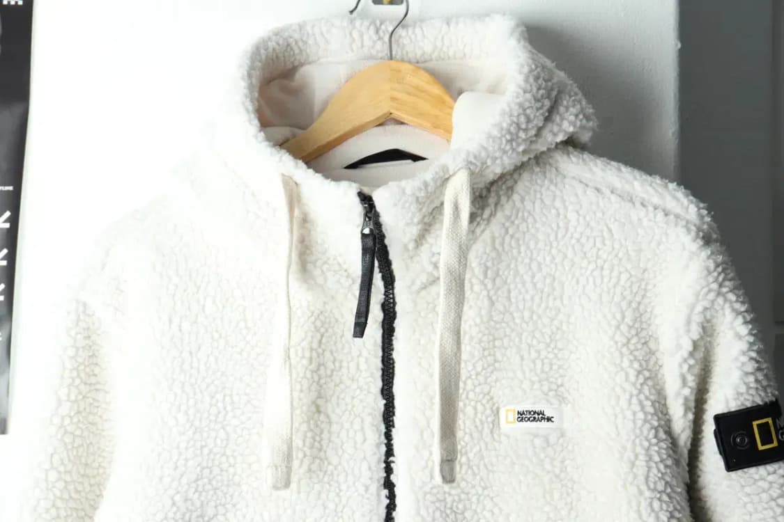 (M-L) 내셔널지오그래픽 후드집업 후리스 뽀글이 양털 화이트-16068 상품이미지3