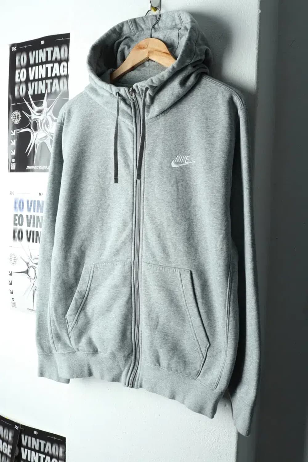 (M-L) 나이키 후드집업 그레이 기모 올드스쿨-16069 상품이미지1