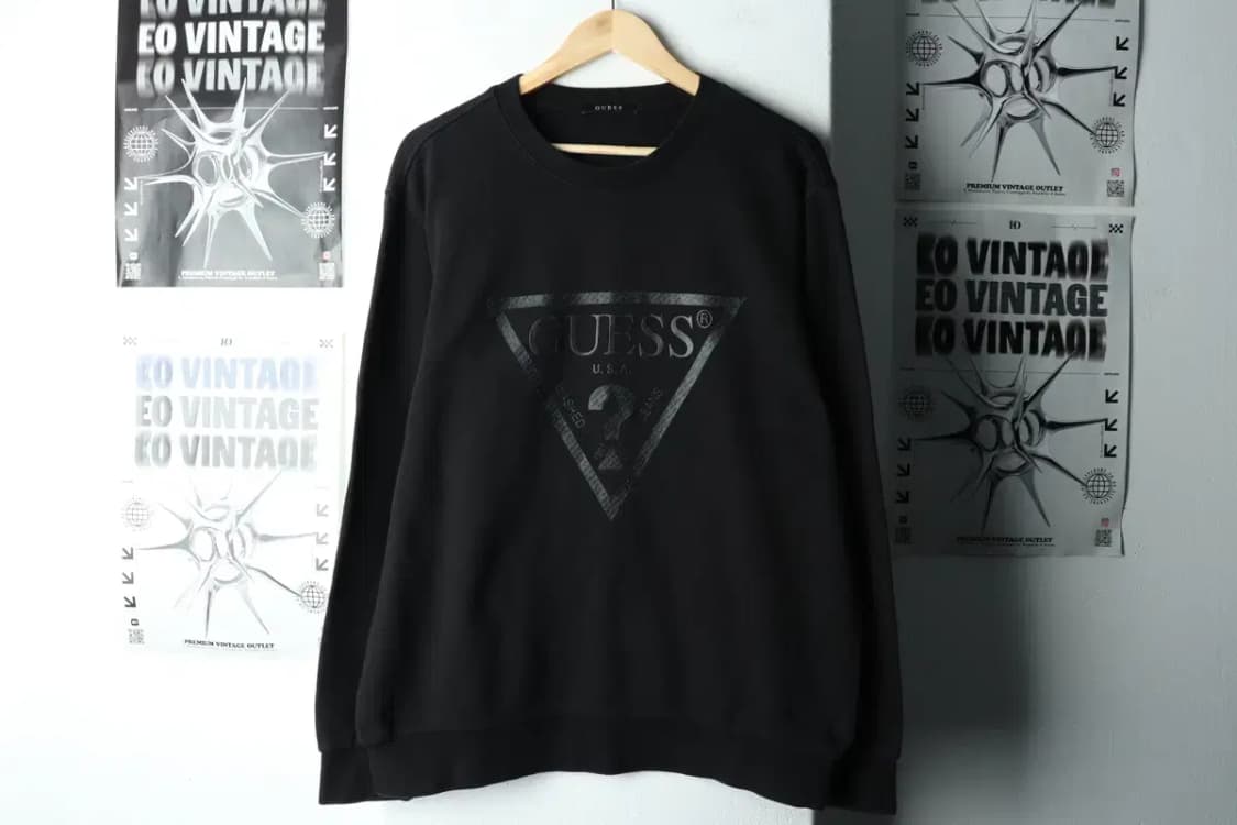 (XL) 게스 맨투맨 티셔츠 빅로고 블랙-1601A 상품이미지2