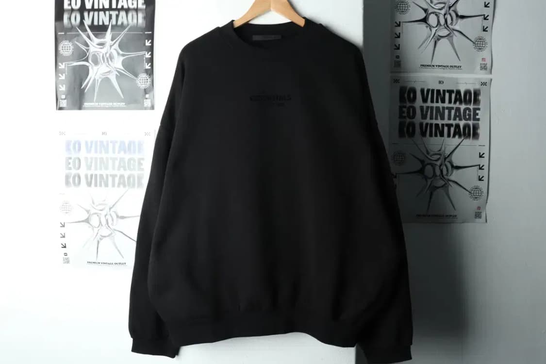 (L-2XL) 피오브갓 맨투맨 티셔츠 에센셜 블랙 기모-1601D 상품이미지2