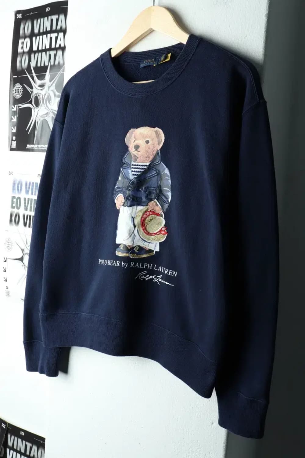 W(M-L) 폴로 랄프로렌 맨투맨 티셔츠 페도라 베어 네이비-1601F 상품이미지1