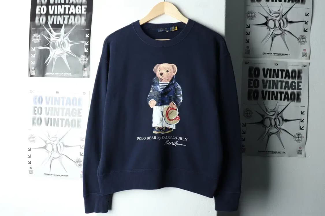 W(M-L) 폴로 랄프로렌 맨투맨 티셔츠 페도라 베어 네이비-1601F 상품이미지2