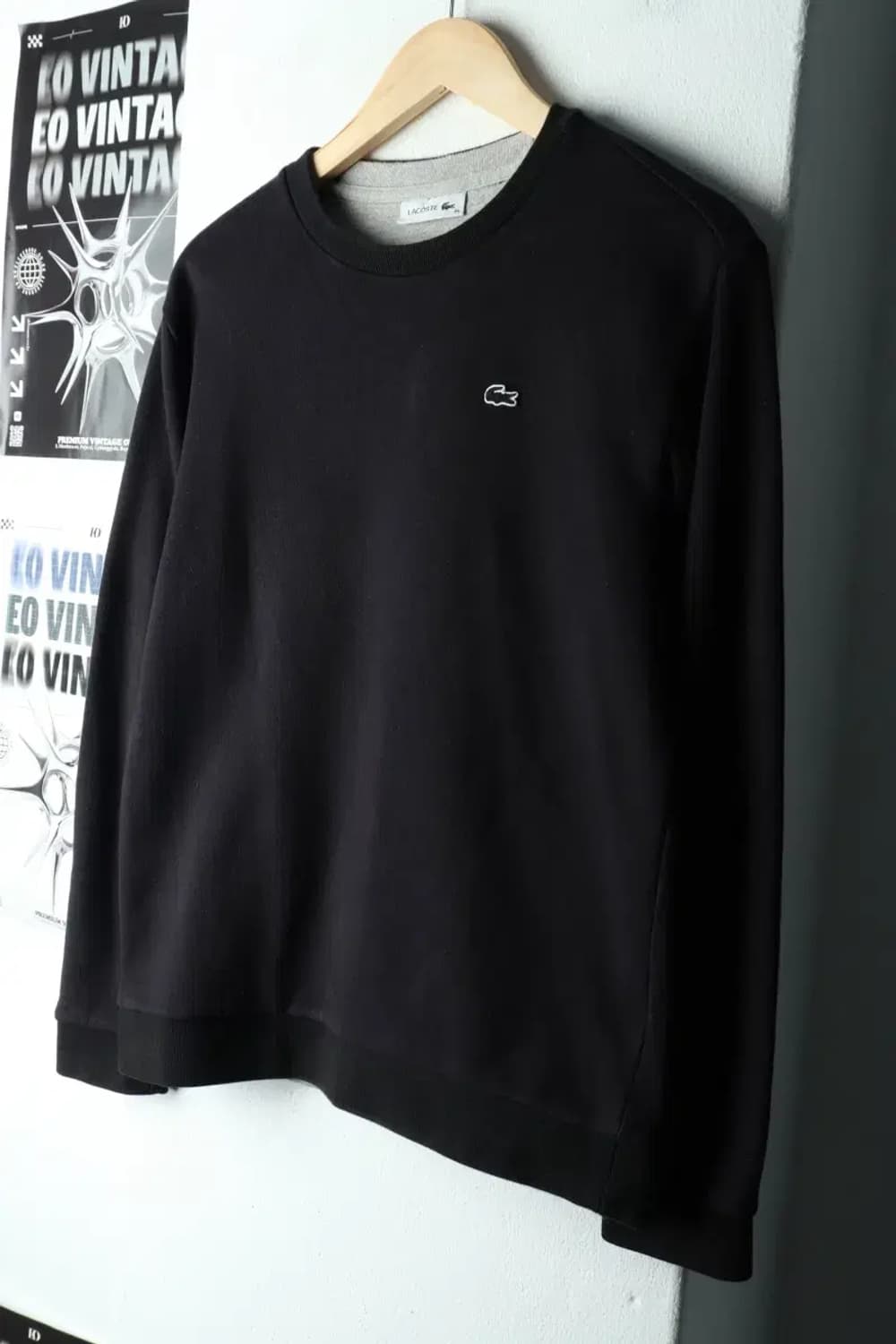 W(M) 라코스테 맨투맨 티셔츠 스몰로고 블랙-16021 상품이미지1