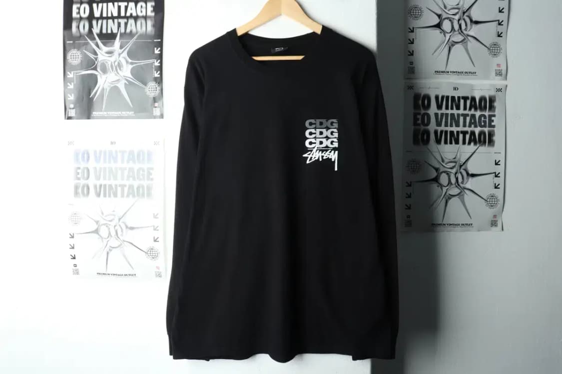 (L-XL) 스투시 긴팔티셔츠 꼼데가르송 CDG닷 블랙-16026 상품이미지2