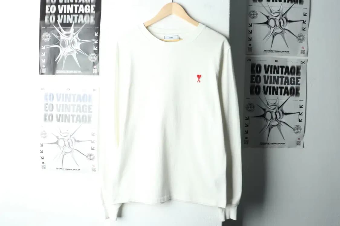 (L) 아미 긴팔티셔츠 스몰로고 화이트-16028 상품이미지2