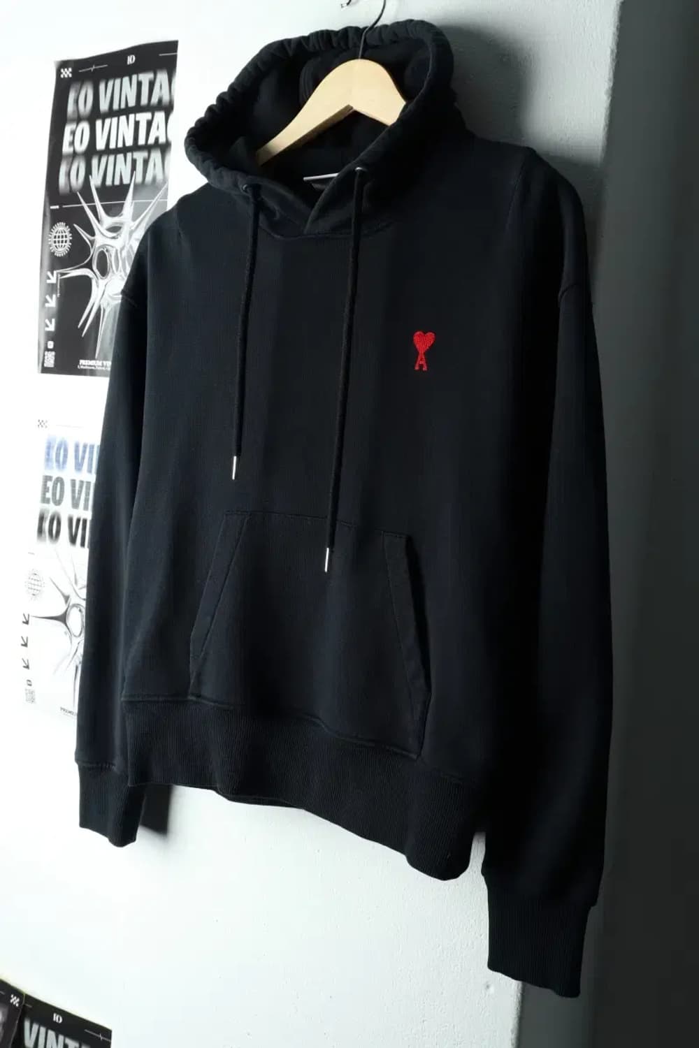 W(S) 아미 후드티셔츠 하트 스몰로고 블랙-1602D 상품이미지1