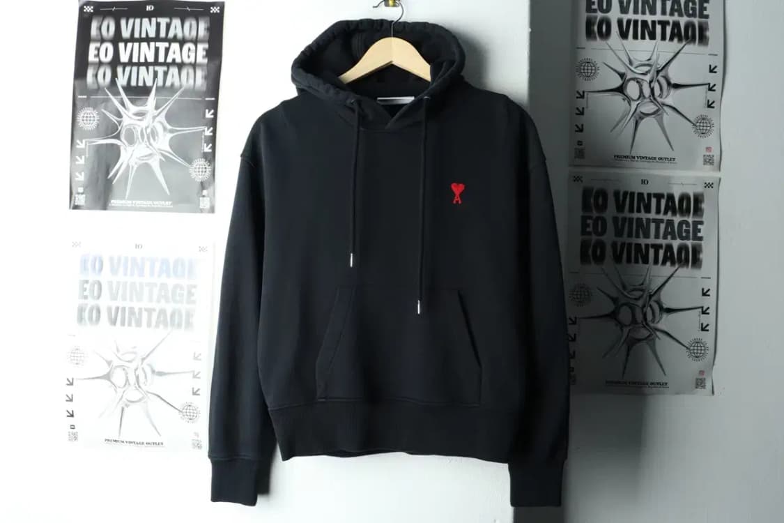 W(S) 아미 후드티셔츠 하트 스몰로고 블랙-1602D 상품이미지2