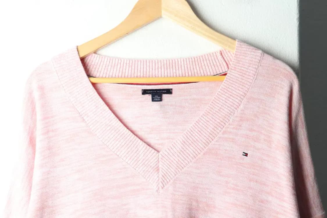 W(2XL-3XL) 타미힐피거 니트 빅사이즈 브이넥 핑크-1603A 상품이미지3