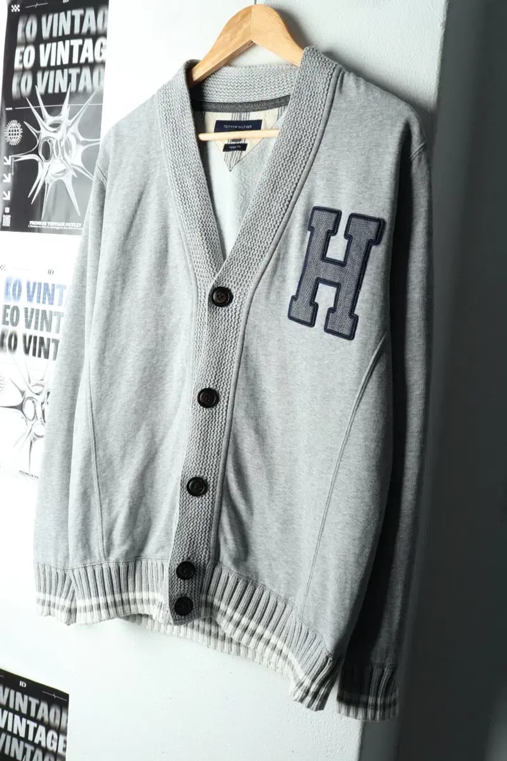 (M-L) 타미힐피거 니트 가디건 기모 그레이 면-1603D 상품이미지1