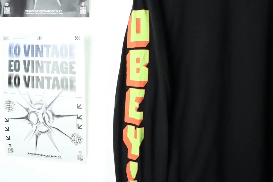 (M-L) 오베이 긴팔티셔츠 레터링 블랙-160DD 상품이미지5