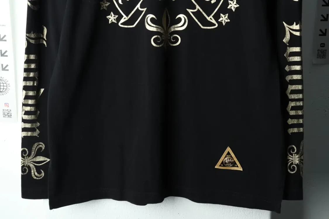 (L) 보이런던 긴팔티셔츠 빅뱅 Y2K 트렌드 금장 블랙-160DE 상품이미지4