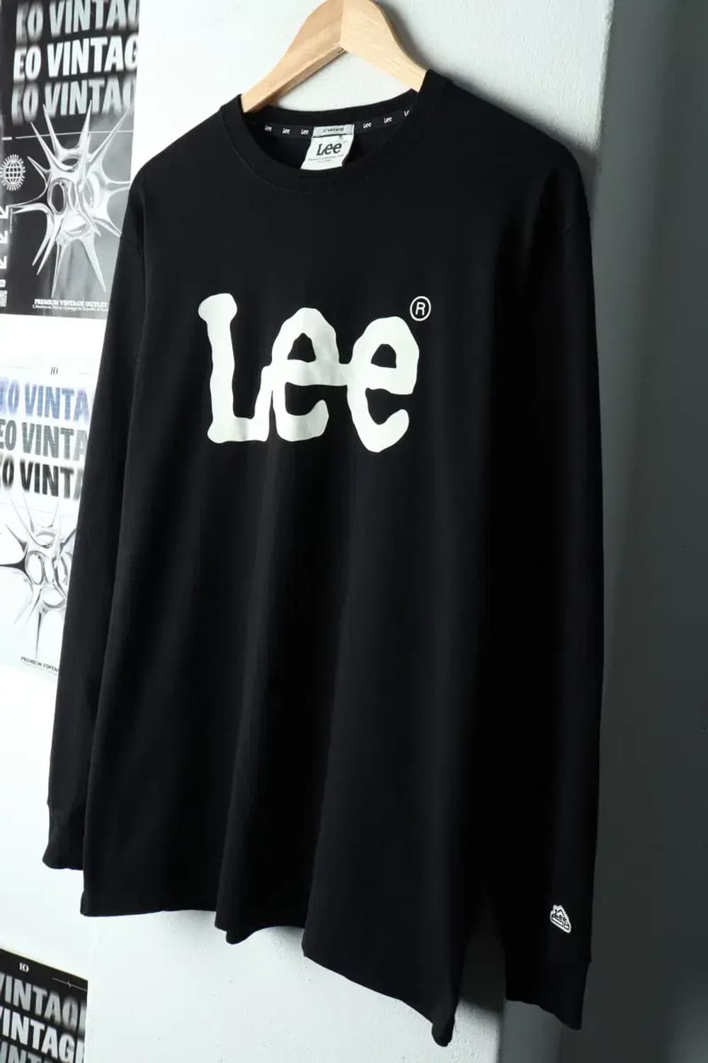 (L) 리 긴팔티셔츠 빅로고 블랙-160DF 상품이미지1
