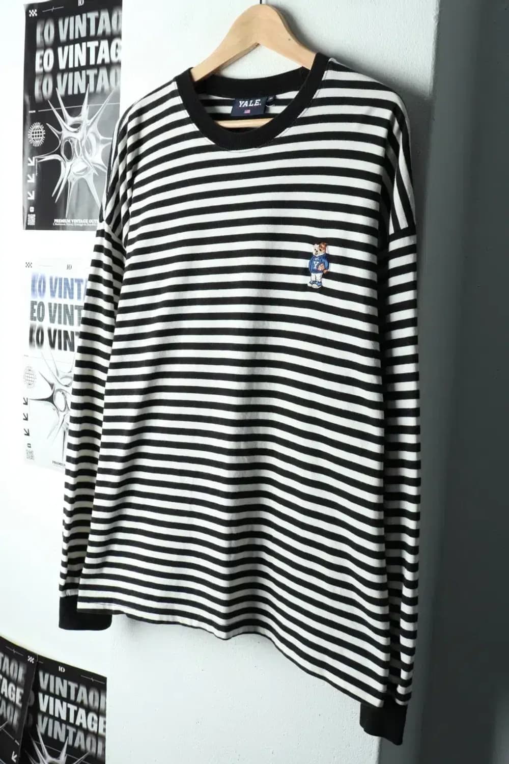 (XL-2XL) 예일 긴팔티셔츠 스트라이프 범고래 해군-160E0 상품이미지1