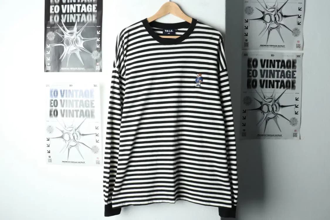 (XL-2XL) 예일 긴팔티셔츠 스트라이프 범고래 해군-160E0 상품이미지2