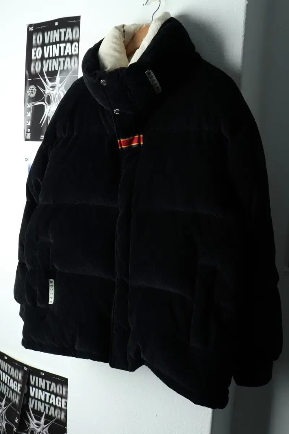 (XL) 로맨틱크라운 패딩 점퍼자켓 덕다운 코듀로이 블랙-160EC 상품이미지1