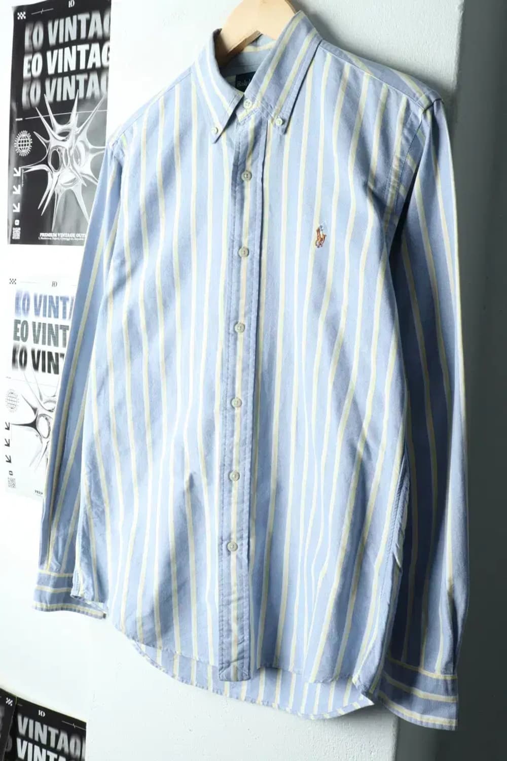 (S-M) 폴로 랄프로렌 셔츠 남방 스트라이프 연블루 멀티포니-160F3 상품이미지1