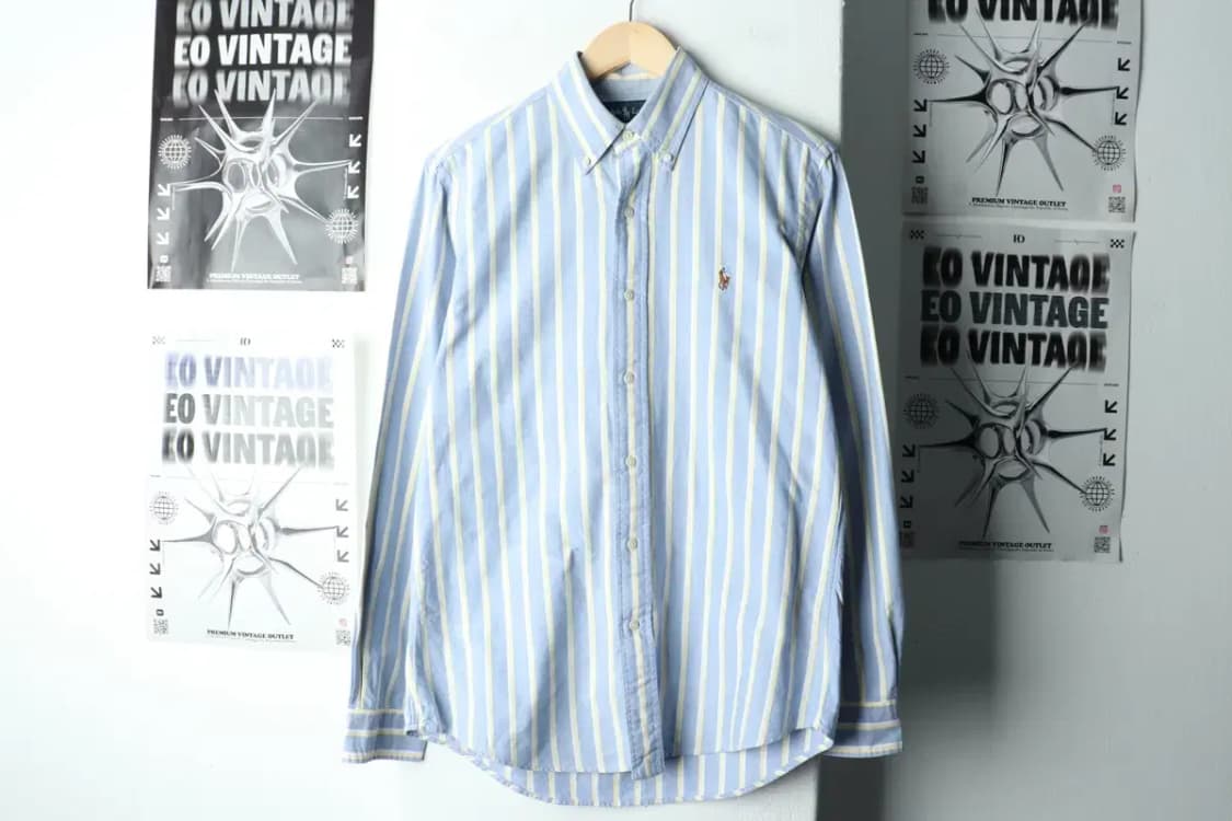 (S-M) 폴로 랄프로렌 셔츠 남방 스트라이프 연블루 멀티포니-160F3 상품이미지2