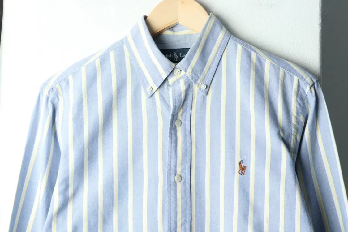 (S-M) 폴로 랄프로렌 셔츠 남방 스트라이프 연블루 멀티포니-160F3 상품이미지3