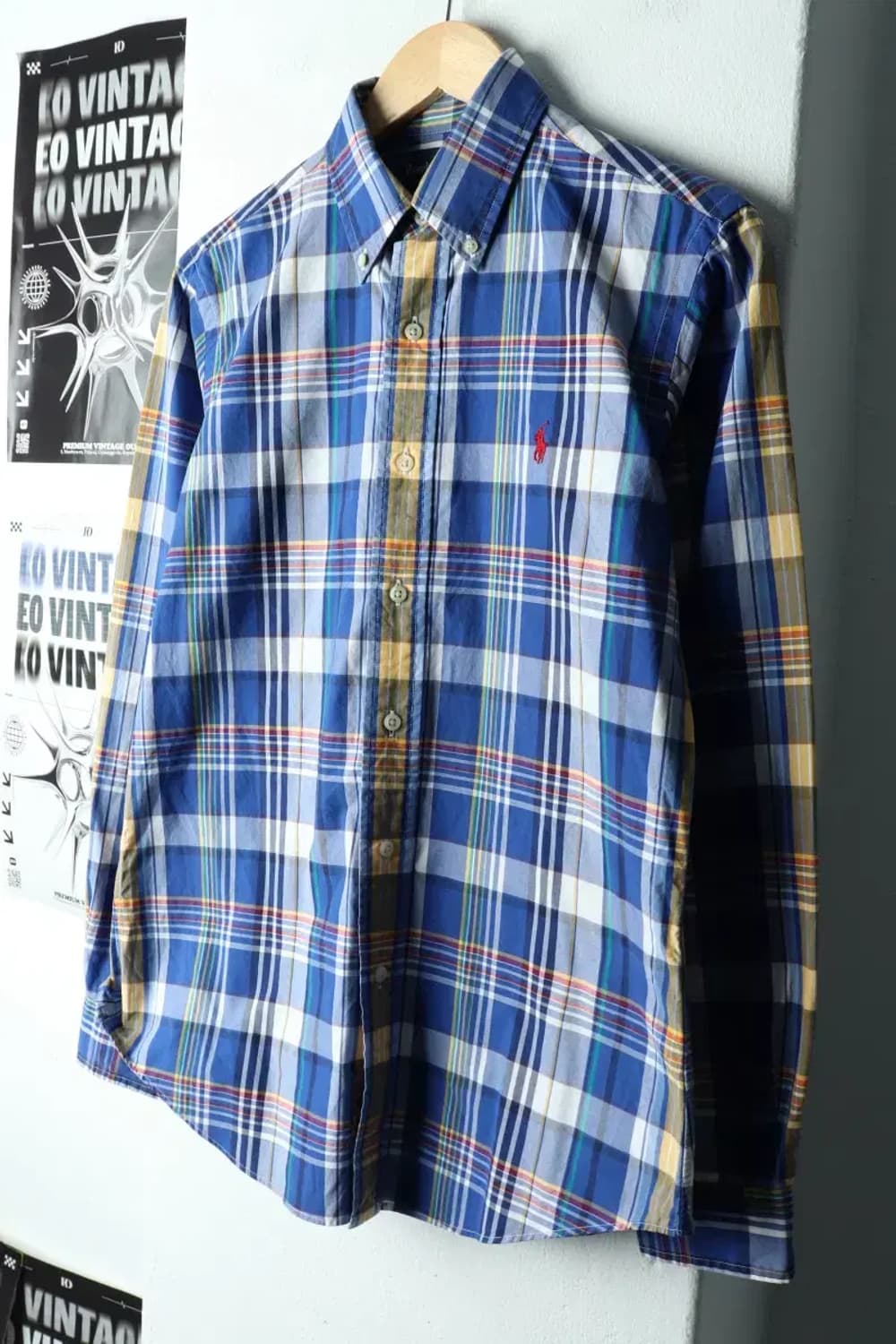 (S-M) 폴로 랄프로렌 셔츠 남방 체크 블루 레드포니-160F4 상품이미지1