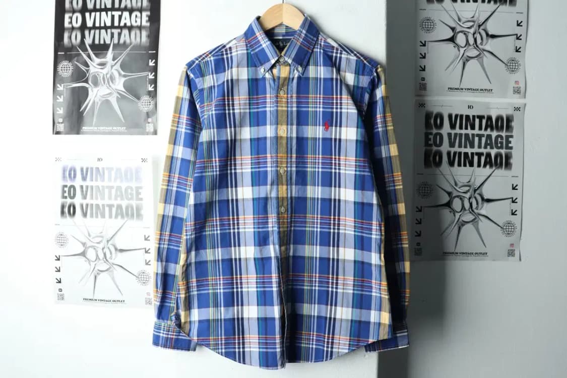 (S-M) 폴로 랄프로렌 셔츠 남방 체크 블루 레드포니-160F4 상품이미지2
