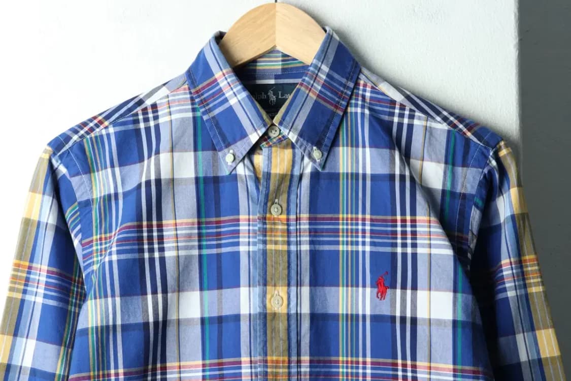 (S-M) 폴로 랄프로렌 셔츠 남방 체크 블루 레드포니-160F4 상품이미지3