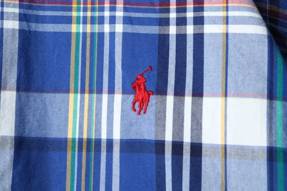 (S-M) 폴로 랄프로렌 셔츠 남방 체크 블루 레드포니-160F4 상품이미지5