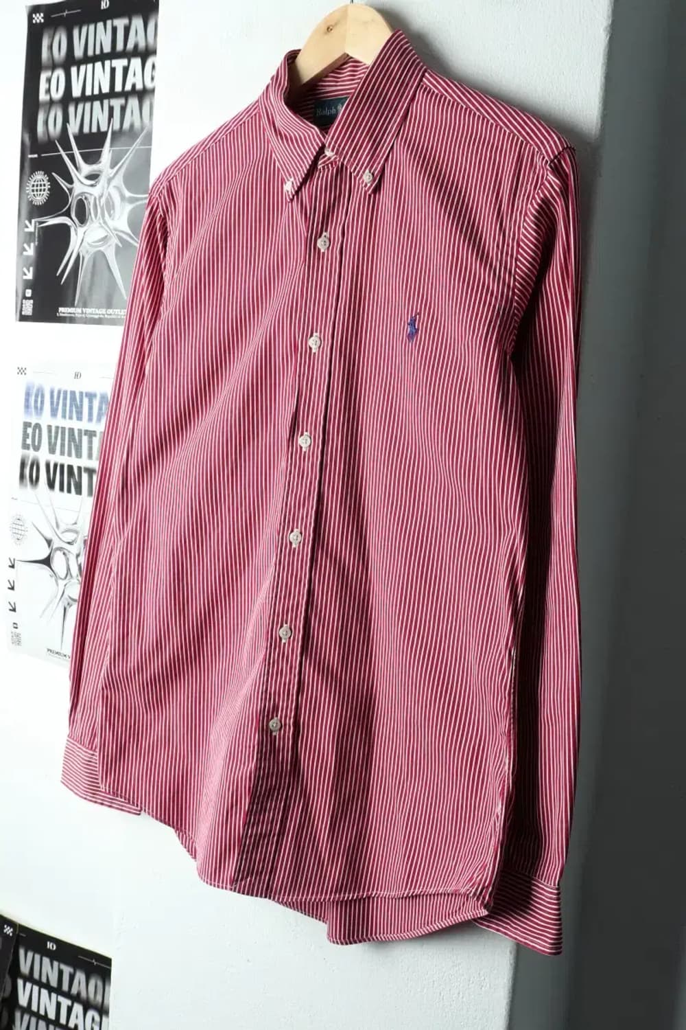 (S-M) 폴로 랄프로렌 셔츠 남방 스트라이프 레드 포니-160F5 상품이미지1