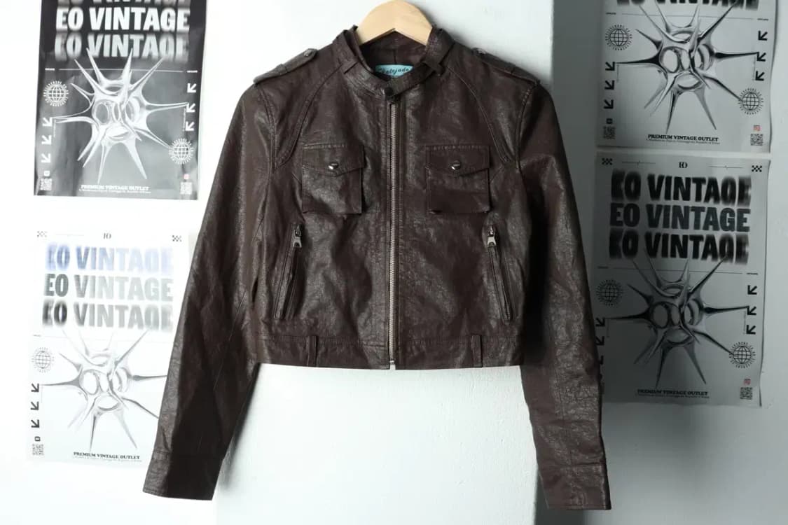 W(F) 페일제이드 집업 바람막이 점퍼자켓 레더 브라운 크롭-160FE 상품이미지2