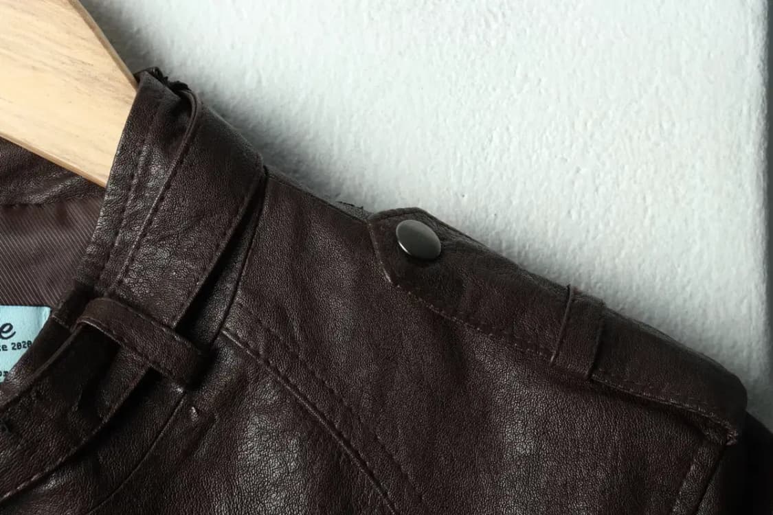 W(F) 페일제이드 집업 바람막이 점퍼자켓 레더 브라운 크롭-160FE 상품이미지5