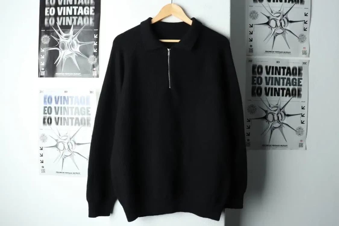 (L-XL) 라퍼지스토어 니트 반집업 카라 블랙 울-1616C 상품이미지2