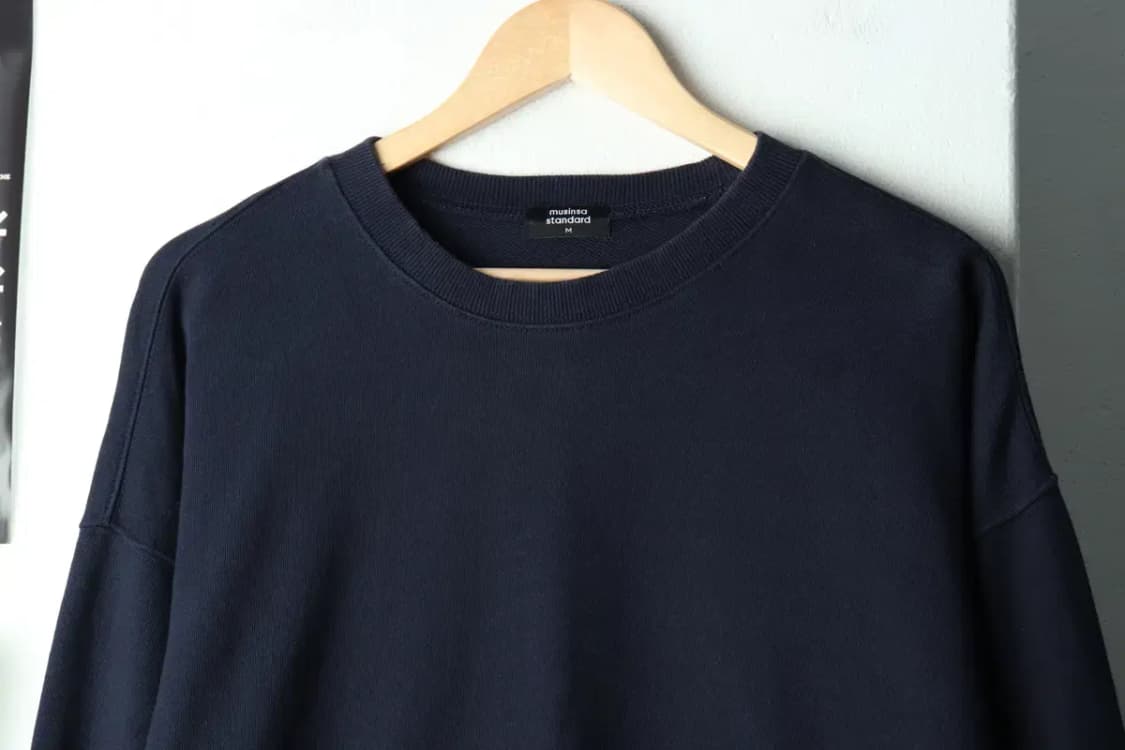 (M-L) 무신사 스탠다드 맨투맨 티셔츠 무지 네이비-16171 상품이미지3