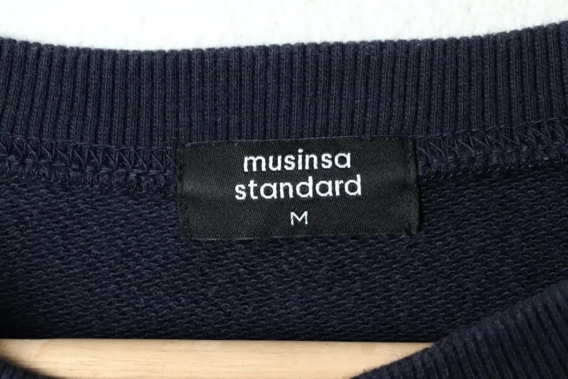 (M-L) 무신사 스탠다드 맨투맨 티셔츠 무지 네이비-16171 상품이미지5