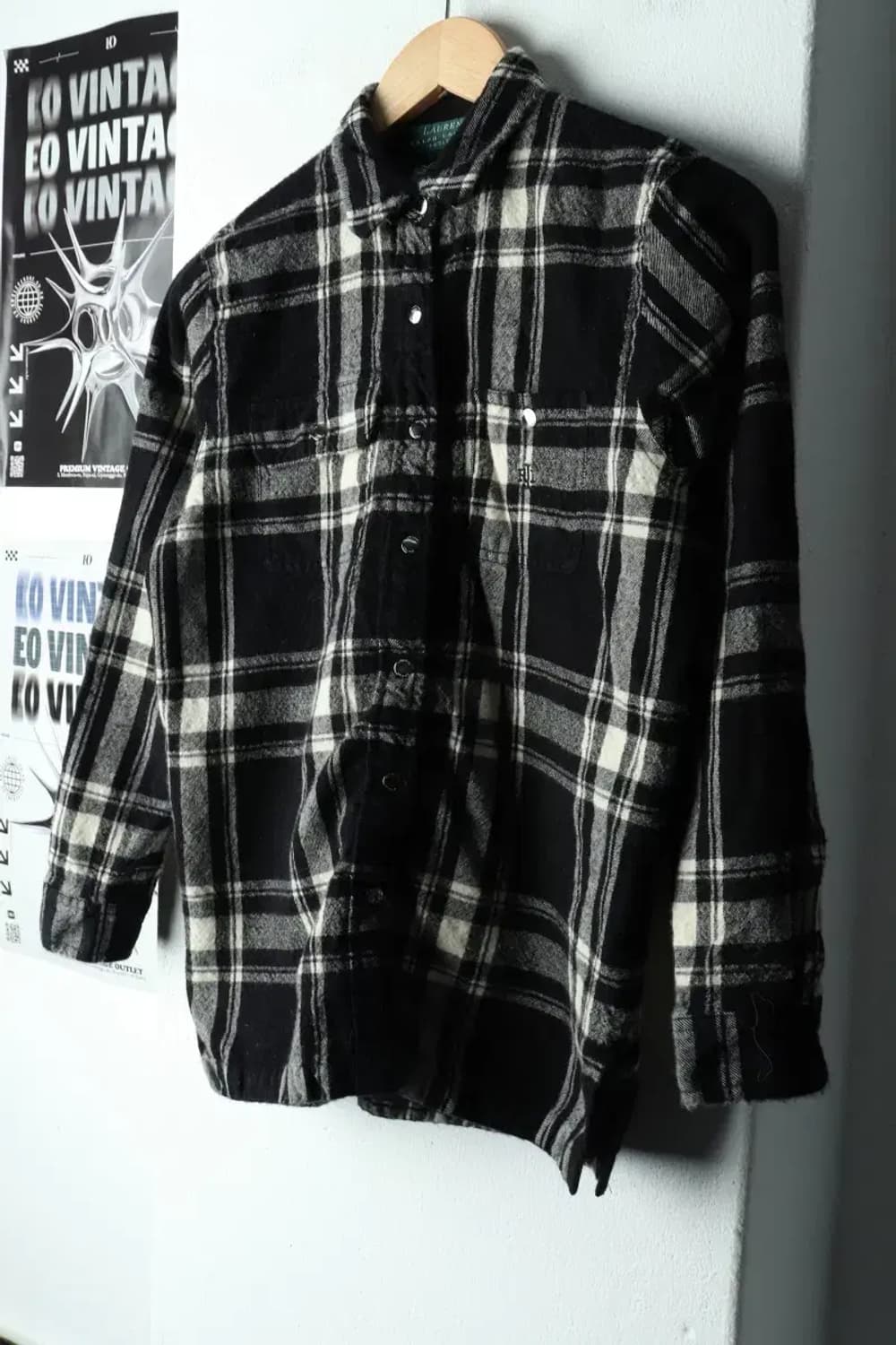 W(M) 폴로 랄프로렌 셔츠 남방 체크 플란넬 블랙 쁘띠-16174 상품이미지1