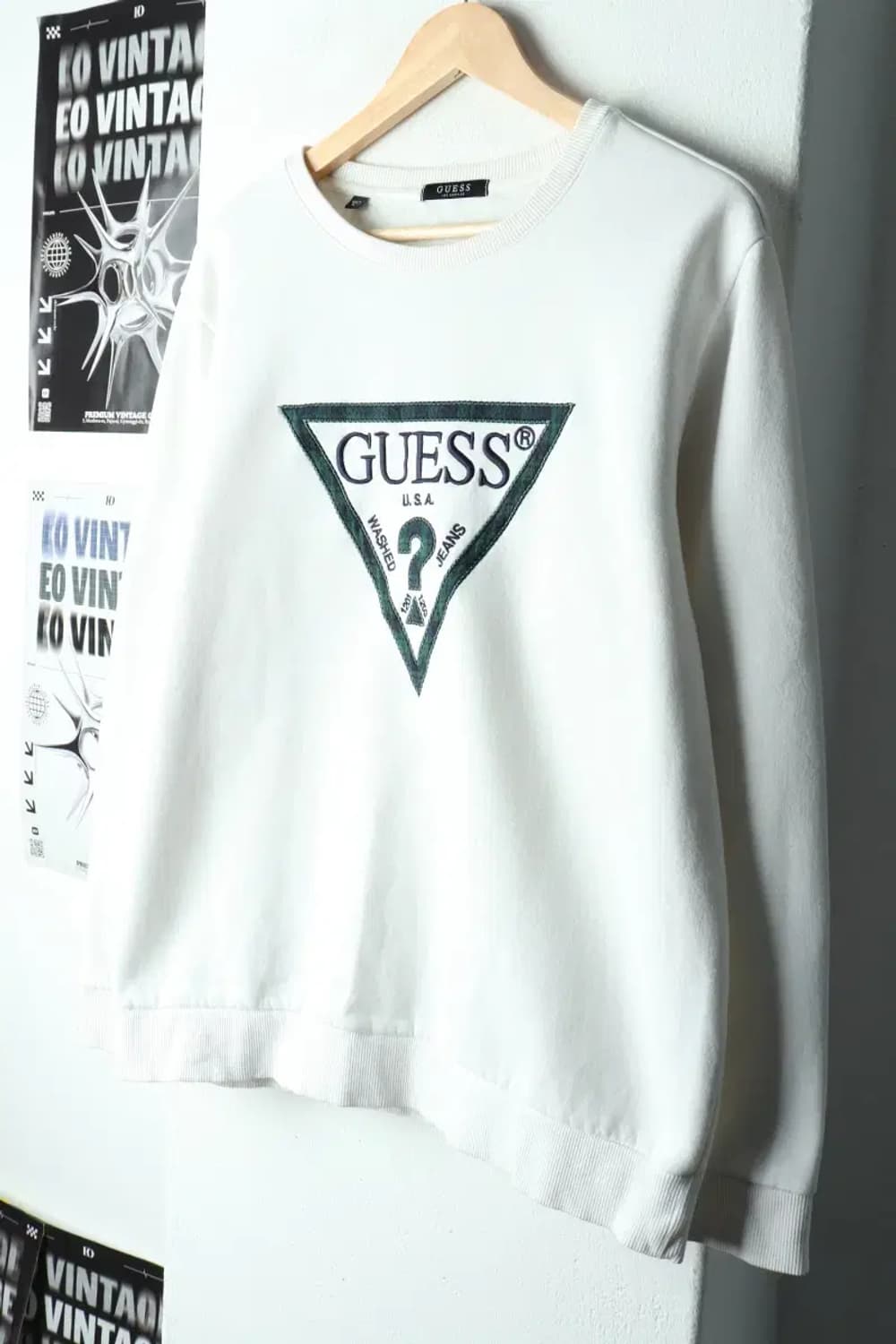 (XL) 게스 맨투맨 티셔츠 Y2K 대장 희귀 빅로고 화이트-16176 상품이미지1