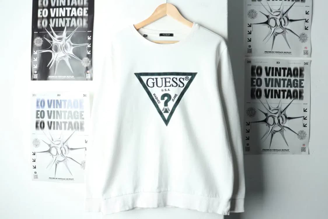 (XL) 게스 맨투맨 티셔츠 Y2K 대장 희귀 빅로고 화이트-16176 상품이미지2