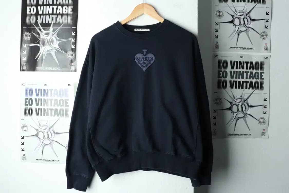 W(F) 마르디메르크디 맨투맨 티셔츠 네이비 크롭 헤비-16177 상품이미지2