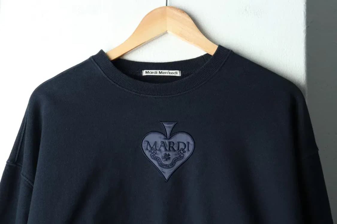 W(F) 마르디메르크디 맨투맨 티셔츠 네이비 크롭 헤비-16177 상품이미지3