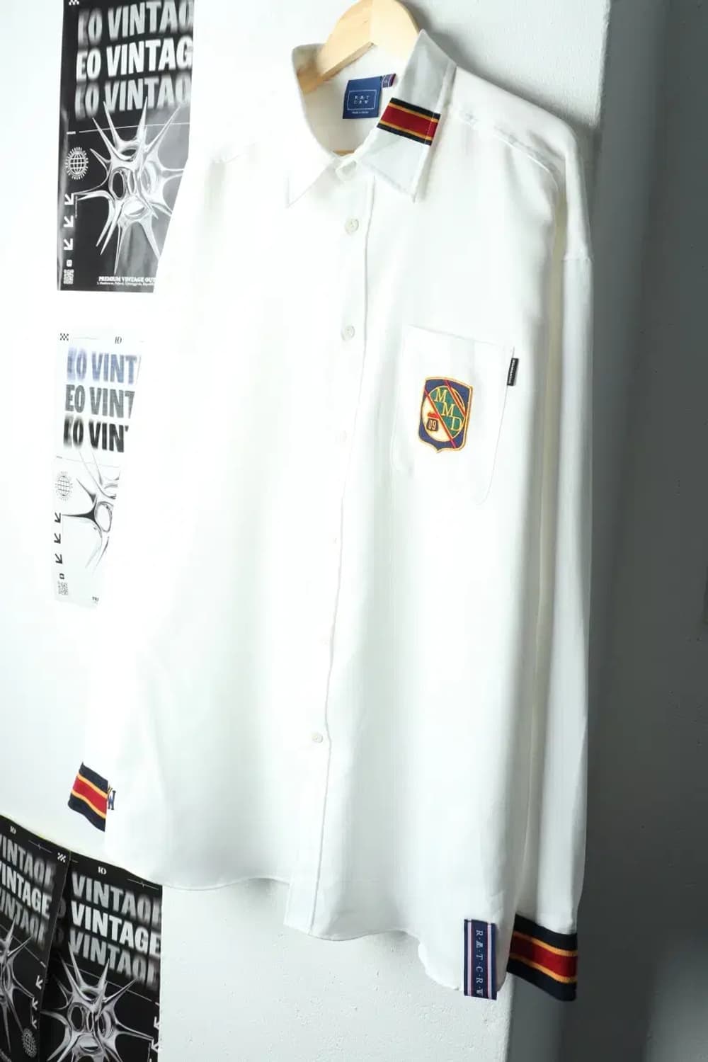 (XL) 로맨틱크라운 셔츠 남방 오버핏 화이트 올드스쿨-1617B 상품이미지1