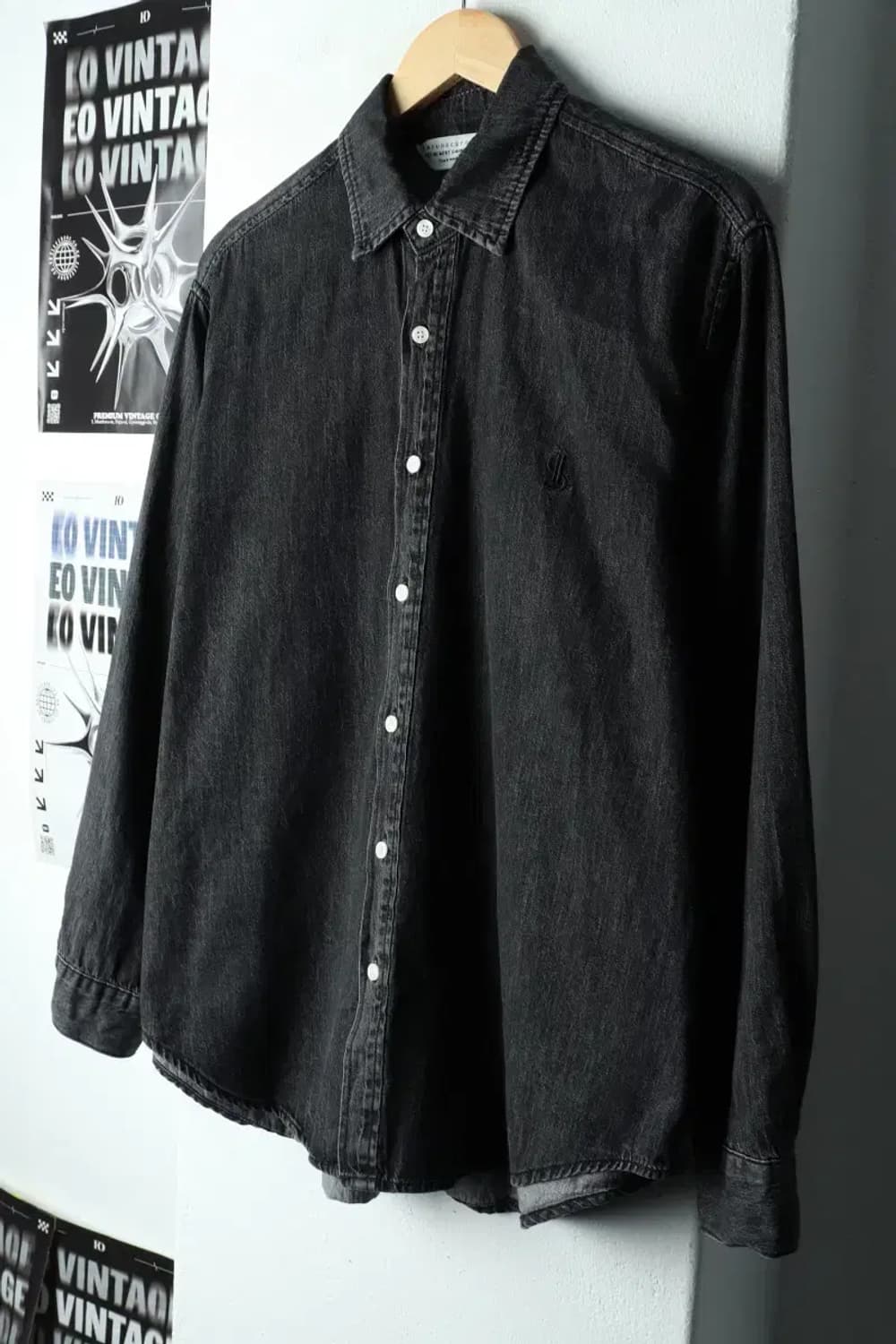 (S-M) 라퍼지스토어 셔츠 남방 워싱 데님 흑청-1617C 상품이미지1
