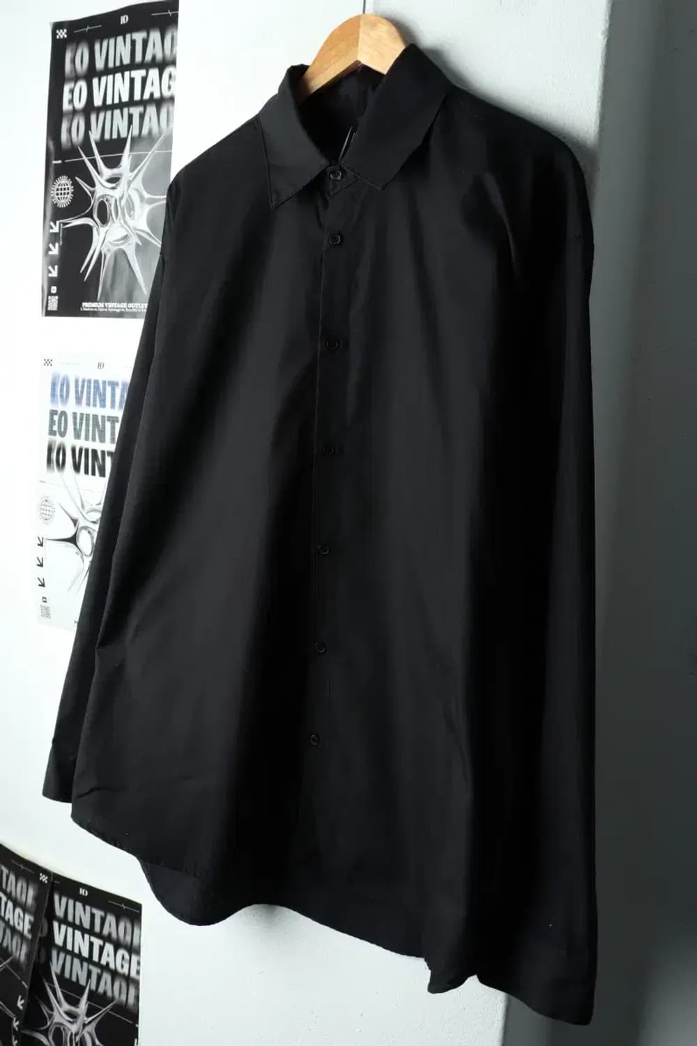 (XL) 플레어업 셔츠 남방 블랙 무지 루즈핏-1617D 상품이미지1