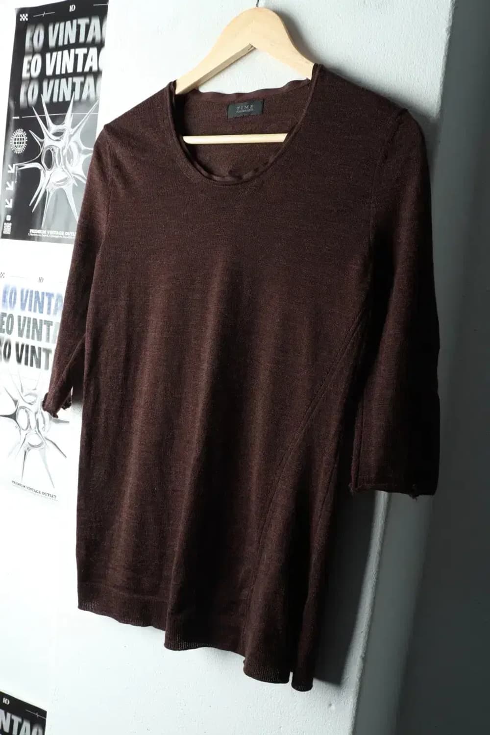 W(S-M) 타임 니트 한섬 7부 브라운-16180 상품이미지1