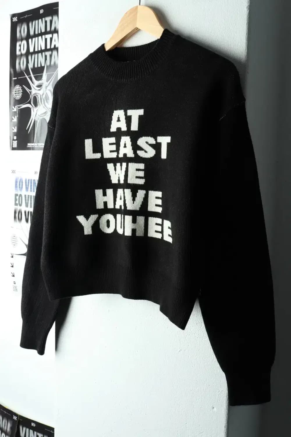 W(F) 유희 니트 크롭 블랙 올드스쿨-16183 상품이미지1