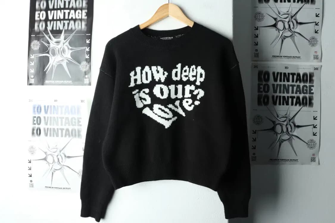 W(F) 러브이즈트루 니트 크롭 블랙 올드스쿨-16184 상품이미지2