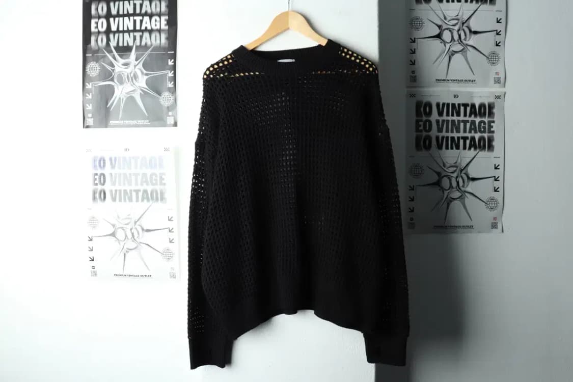 W(F) 브랜드빈티지 니트 망사 블랙 레이어드 블랙웨어-16186 상품이미지2