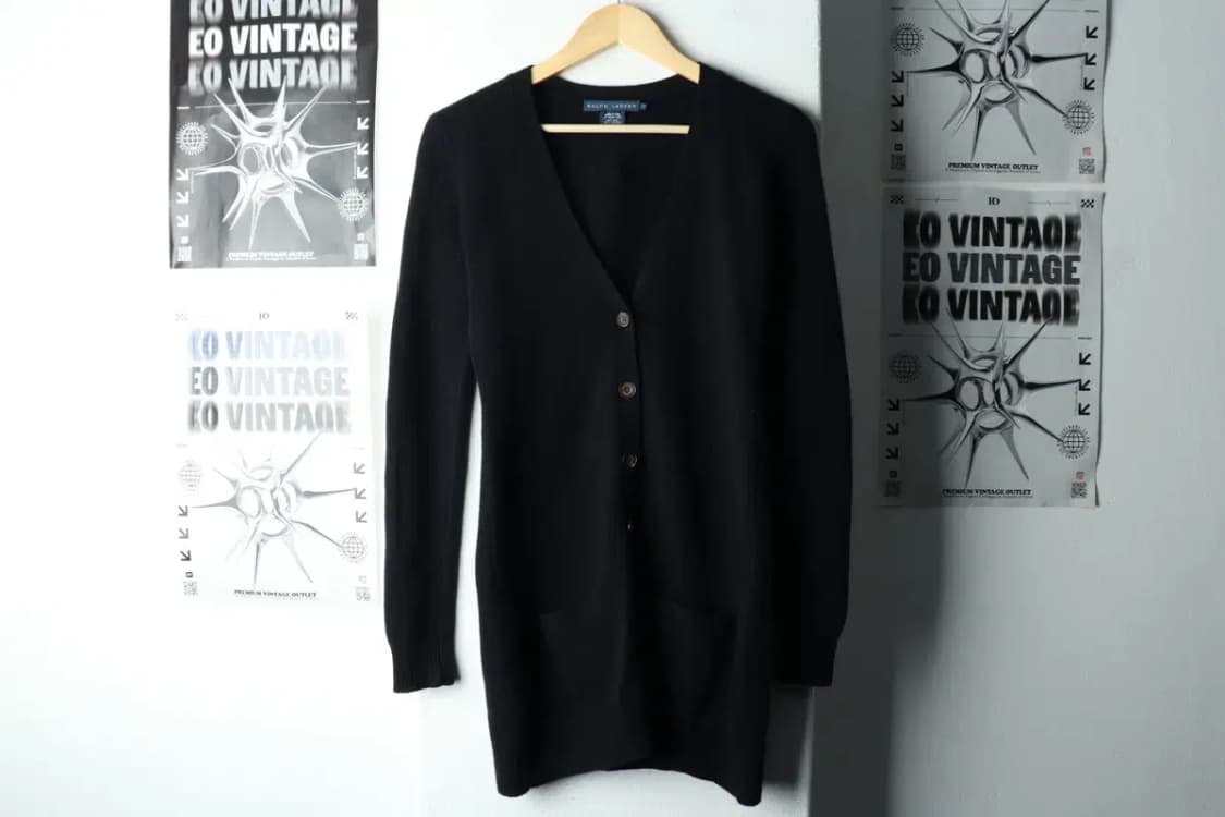 W(S-M) 폴로 랄프로렌 니트 가디건 캐시미어 네이비 롱-16188 상품이미지2