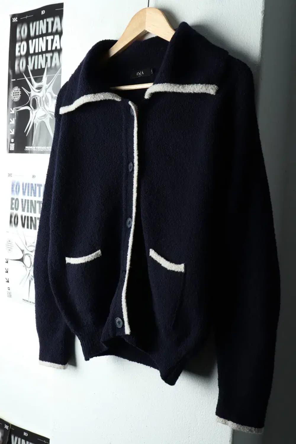 W(F) 오스트카카 니트 가디건 부클 네이비 키치-16189 상품이미지1