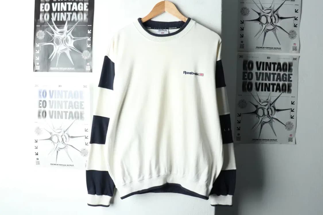 (L-XL) 리복 맨투맨 티셔츠 00년대 아이보리 올드스쿨-161CF 상품이미지2