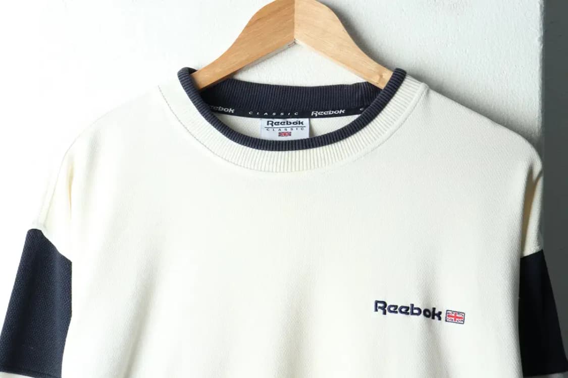 (L-XL) 리복 맨투맨 티셔츠 00년대 아이보리 올드스쿨-161CF 상품이미지3