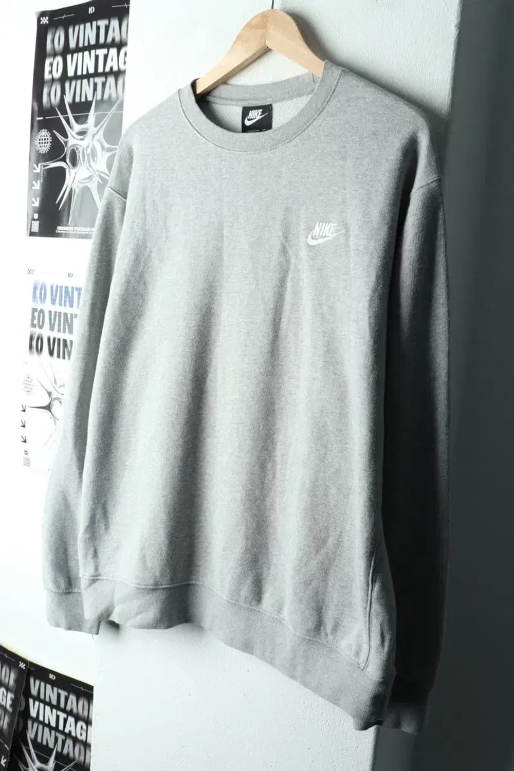 (L-XL) 나이키 맨투맨 티셔츠 크루넥 그레이 올드스쿨-161D2 상품이미지1