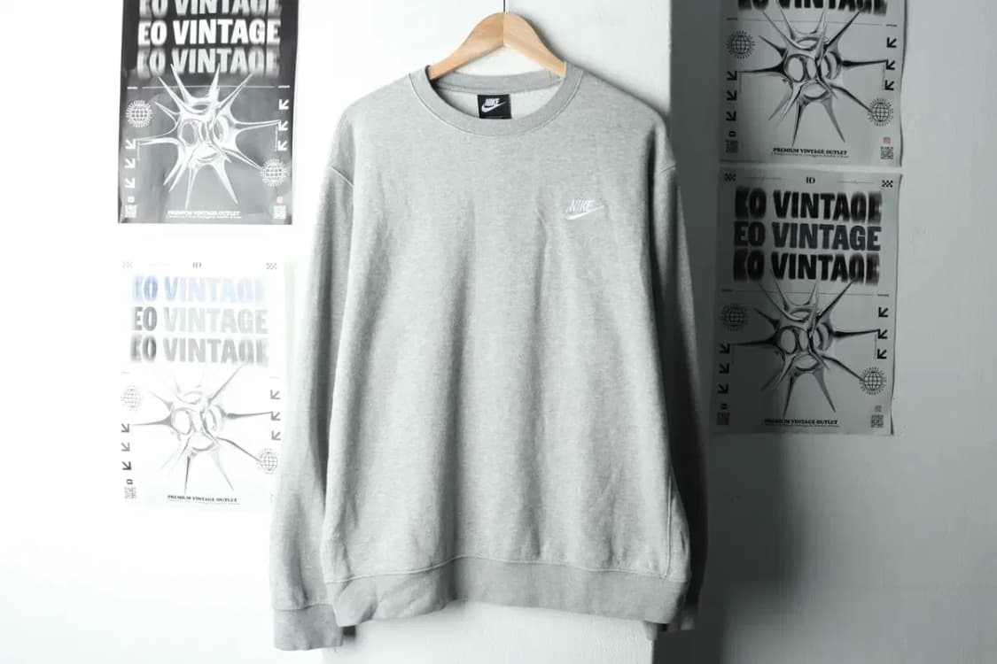 (L-XL) 나이키 맨투맨 티셔츠 크루넥 그레이 올드스쿨-161D2 상품이미지2
